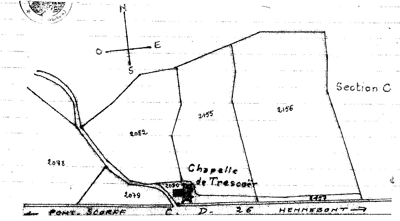 Plan cadastral concernant la chapelle du Trescouet
