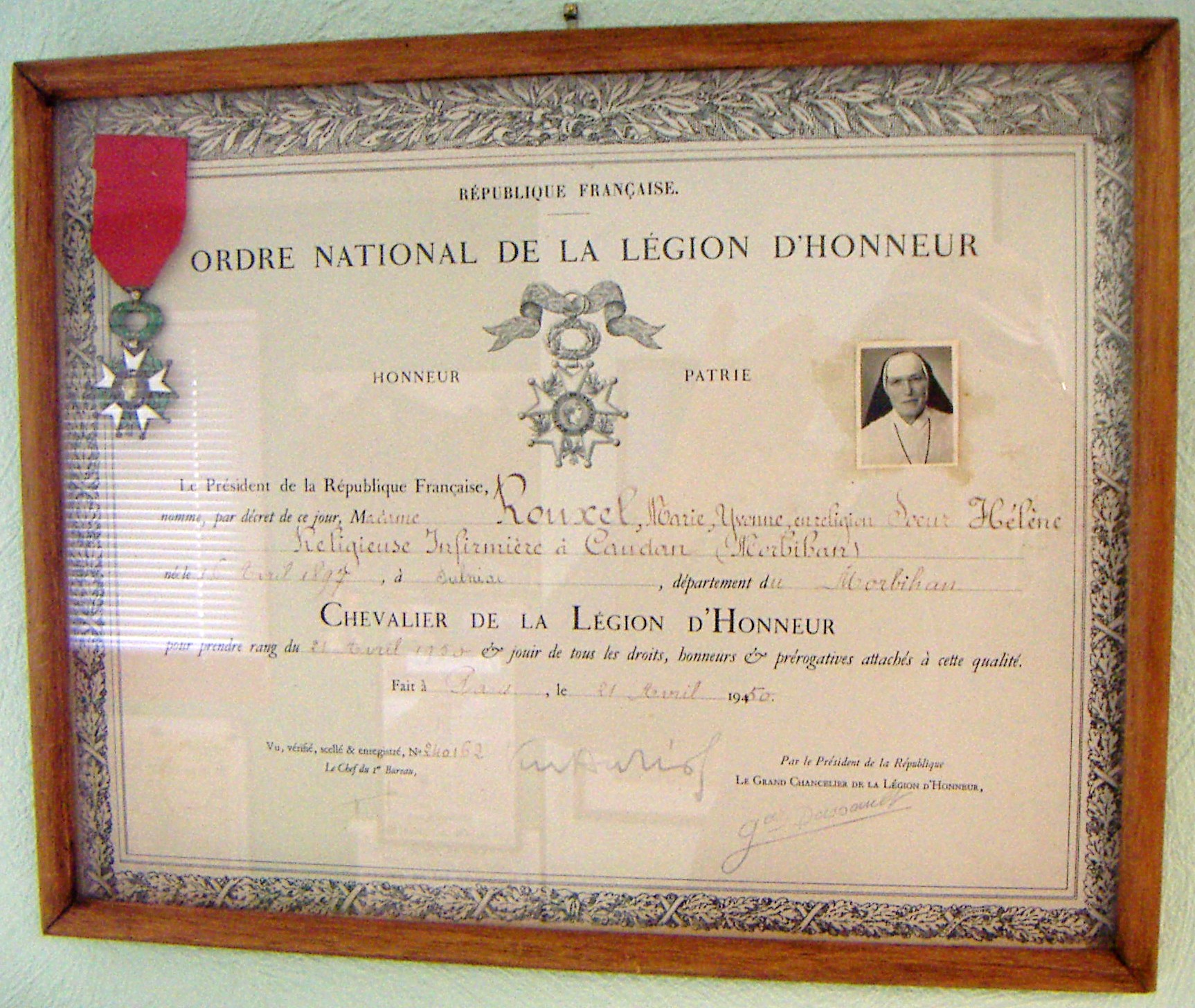 Légion d'honneur de soeur Hélène
